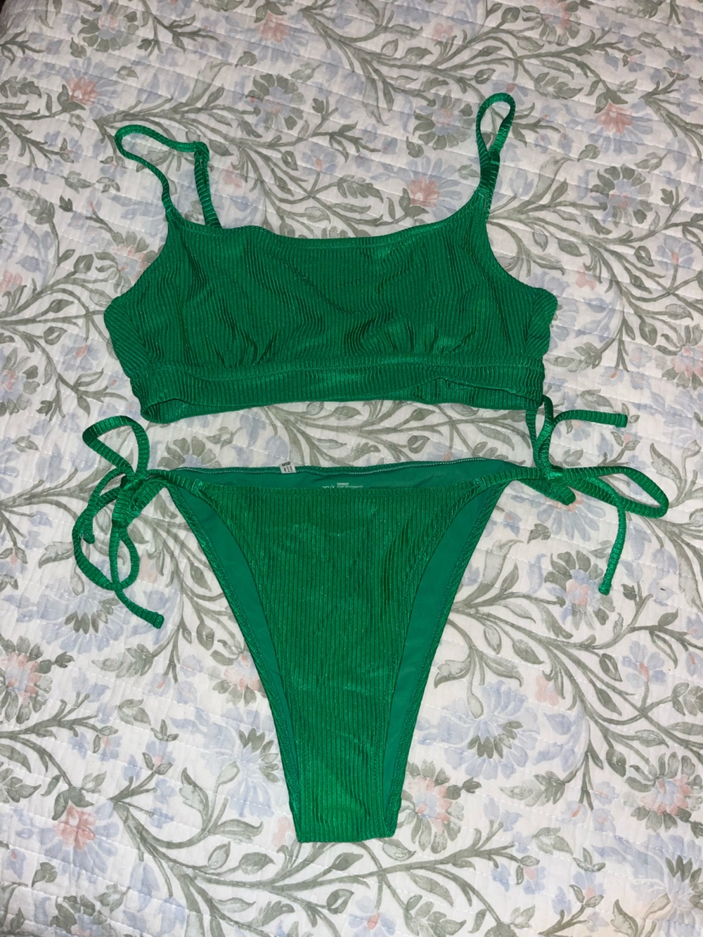 aerie Green Ribbed Two-Piece Bikini